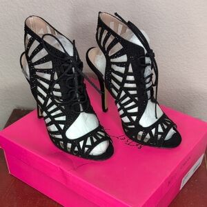 Betsy Johnson Lexxe Black Rhinestone Cage Heel